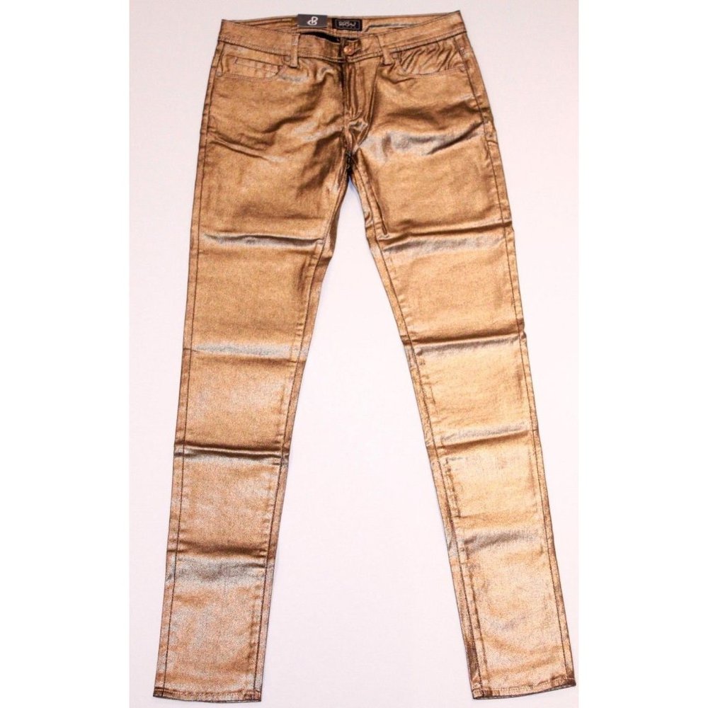 ROS-W Jeans METALLIC Gold ASHLEY Skinny REGULAR Slim WAIST 36